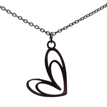 Stainless Steel Double Hollow Heart Black Necklace