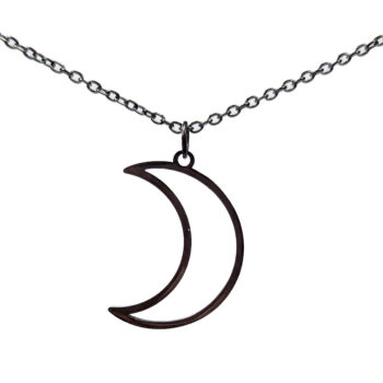 Stainless Steel Hollow Moon Black Necklace