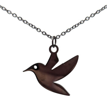 Stainless Steel Dove Bird Black Necklace