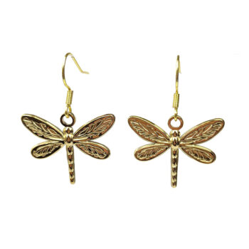 Gold Stainless Steel Dragonfly Earrings