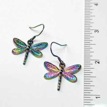 Rainbow Stainless Steel Dragonfly Earrings - Image 2