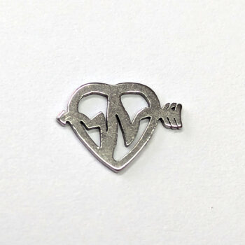 Stainless Steel Delicate Heart Broken Arrow Charm Silver