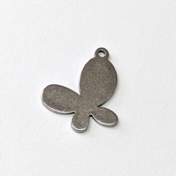 Stainless Steel Delicate Solid Angle Rounded Butterfly Charm Silver