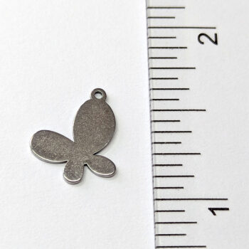 Stainless Steel Delicate Solid Angle Rounded Butterfly Charm Silver - Image 2