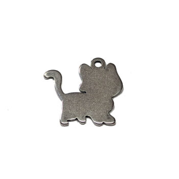 Stainless Steel Delicate Solid Cat Charm Silver