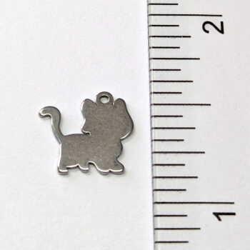 Stainless Steel Delicate Solid Cat Charm Silver - Image 2