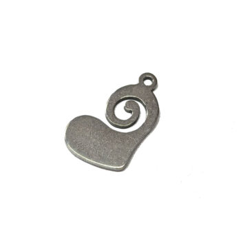 Stainless Steel Delicate Modern Swirl Heart Charm Silver