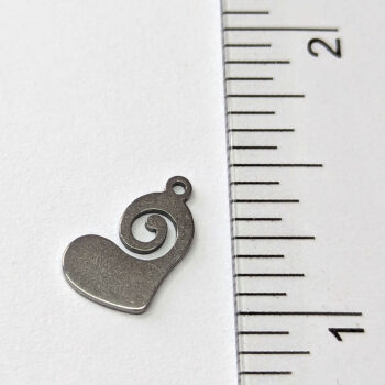 Stainless Steel Delicate Modern Swirl Heart Charm Silver - Image 2