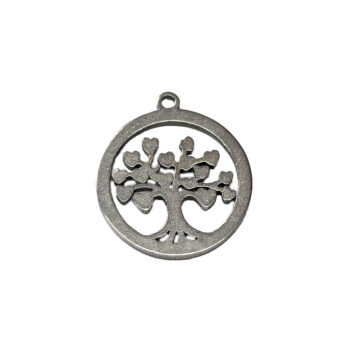 Stainless Steel Delicate Modern Tree Hoop Charm Silver