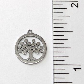 Stainless Steel Delicate Modern Tree Hoop Charm Silver - Image 2