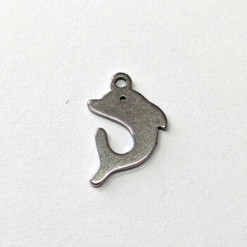 Stainless Steel Delicate Solid Jumping Dolphin Charm Silver