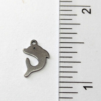 Stainless Steel Delicate Solid Jumping Dolphin Charm Silver - Image 2