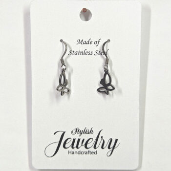 Stainless Steel Delicate Hollow Angle Butterfly Silver Earrings - Image 6