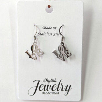 Stainless Steel Angle LOVE Charm Silver Earrings - Image 5