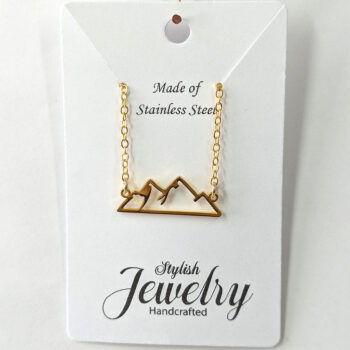 Stainless Steel Mountains Connector Gold Necklace - Image 5