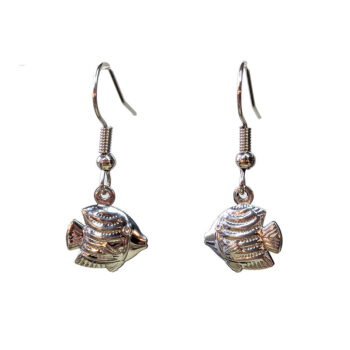 Stainless Steel Double-Sided Hollow Angel Fish Silver Earrings