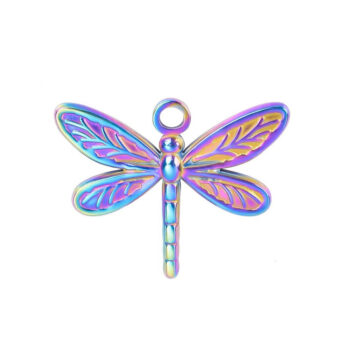 Rainbow Stainless Steel Dragonfly Pendant