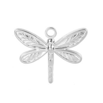 Silver Stainless Steel Dragonfly Pendant