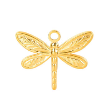 Gold Stainless Steel Dragonfly Pendant