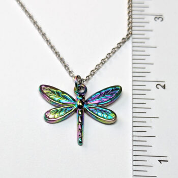 Stainless Steel Rainbow Dragonfly Necklace - Image 5