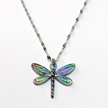 Stainless Steel Rainbow Dragonfly Necklace - Image 3