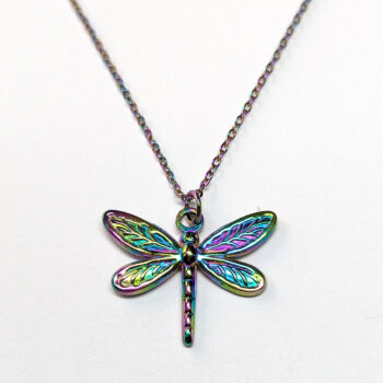 Stainless Steel Rainbow Dragonfly Necklace