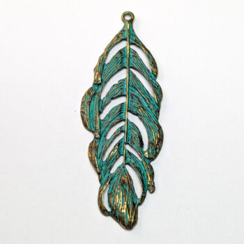 Antique Bronze Hollow Patina Large Leaf Pendant