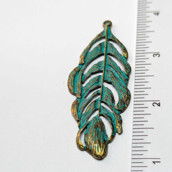 Antique Bronze Hollow Patina Large Leaf Pendant - Image 2