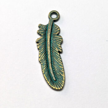 Curved Feather Pendant Antique Bronze Patina