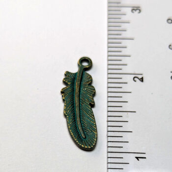 Curved Feather Pendant Antique Bronze Patina - Image 2