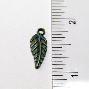 Antique Bronze Patina Small Triangle Leaf Pendant - Image 2