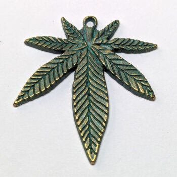 Large Hemp Leaf Antique Bronze Patina