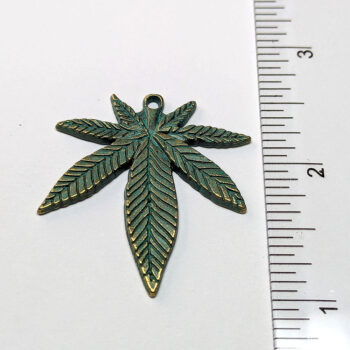 Large Hemp Leaf Antique Bronze Patina - Image 2