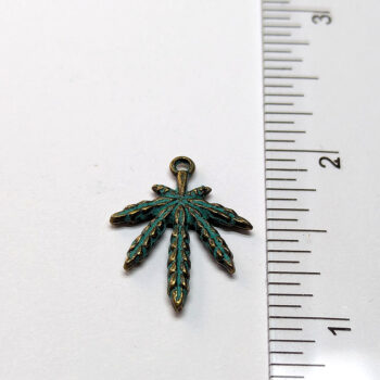 Small Hemp Leaf Antique Bronze Patina - Image 2