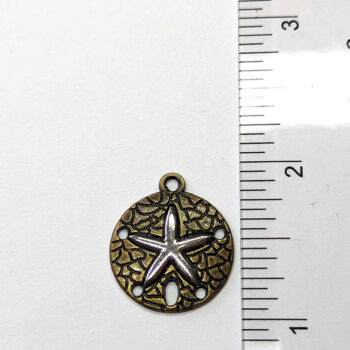 Sand Dollar Charm Antique Bronze and Silver - Image 2