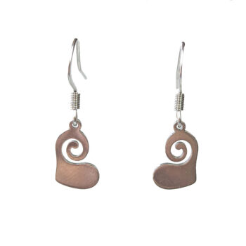 Stainless Steel Delicate Modern Swirl Heart Silver Earrings