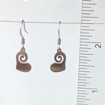 Stainless Steel Delicate Modern Swirl Heart Silver Earrings - Image 2