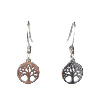 Stainless Steel Delicate Tree Hoop Silver Earrings