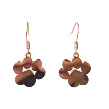 Stainless Steel Solid Angle Dog Paw Rose Gold Earrings