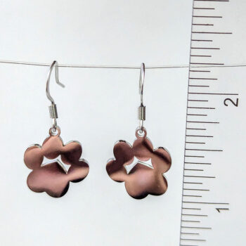 Stainless Steel Solid Angle Dog Paw Silver Earrings - Image 2