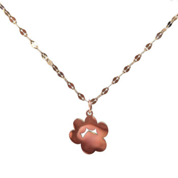 Stainless Steel Solid Angle Dog Paw Rose Gold Necklace - Image 4