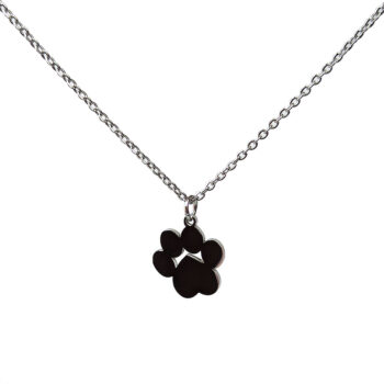 Stainless Steel Solid Angle Dog Paw Silver Necklace