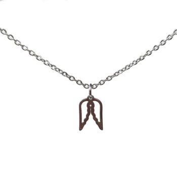 Stainless Steel Delicate Hollow Double Angel Wings Silver Necklace