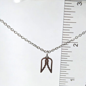 Stainless Steel Delicate Hollow Double Angel Wings Silver Necklace - Image 3