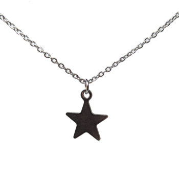 Stainless Steel Solid Five Point Star Silver Necklace