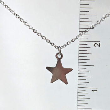 Stainless Steel Solid Five Point Star Silver Necklace - Image 3