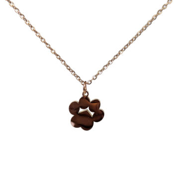 Stainless Steel Solid Angle Dog Paw Rose Gold Necklace