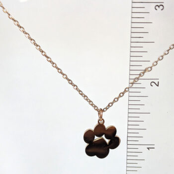 Stainless Steel Solid Angle Dog Paw Rose Gold Necklace - Image 2