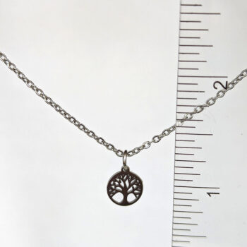 Stainless Steel Delicate Tree Hoop Silver Necklace - Image 4