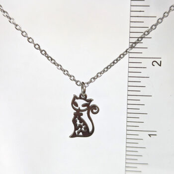 Stainless Steel Delicate Hollow Modern Cat Silver Necklace - Image 3